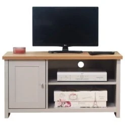 Lancaster Compact TV Unit, Grey And Oak For TVs Up To 42" -Furniture Store 1000120461 alt01