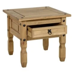 Corona 1 Drawer Lamp Table, Pine -Furniture Store 1000125572 alt03