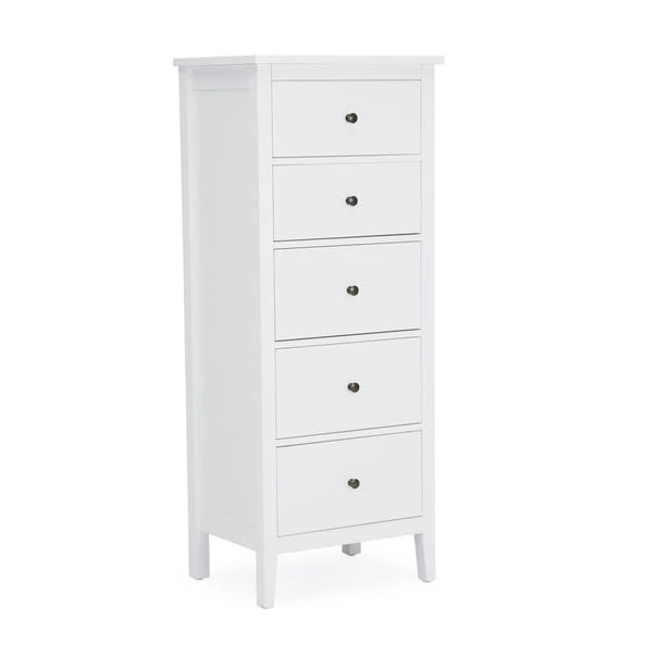 Lynton Tall Small 5 Drawer Chest, White 4 Lynton Tall Small 5 Drawer Chest, White - Image 4