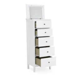 Lynton Tall Small 5 Drawer Chest, White 12 Lynton Tall Small 5 Drawer Chest, White -Furniture Store 1000146579 alt03