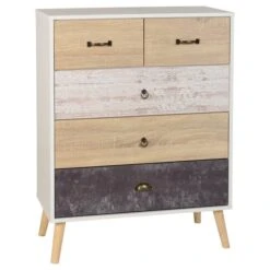 Nordic 5 Drawer Chest, White & Pine -Furniture Store 1000156228 alt02