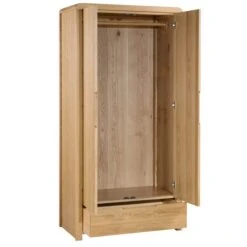 Curve Double 1 Drawer Wardrobe, Oak -Furniture Store 1000169300 alt02