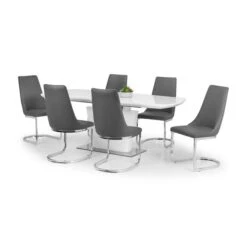 Como Set Of 2 Dining Chairs, Grey Faux Leather -Furniture Store 1000169816 alt03