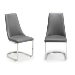 Como Set Of 2 Dining Chairs, Grey Faux Leather -Furniture Store 1000169816 alt04