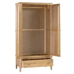Cotswold Double 1 Drawer Wardrobe, Oak -Furniture Store 1000169818 alt04