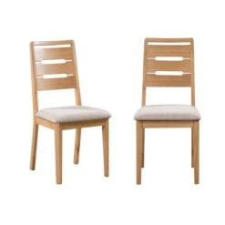 Curve Set Of 2 Dining Chairs, Faux Linen -Furniture Store 1000169829 alt03