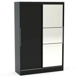 Lynx 132cm Sliding Double Wardrobe, Mirrored -Furniture Store 30303903