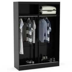 Lynx 132cm Sliding Double Wardrobe, Mirrored -Furniture Store 30303903 alt02