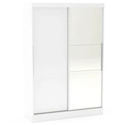 Lynx 132cm Sliding Double Wardrobe, Mirrored -Furniture Store 30303907