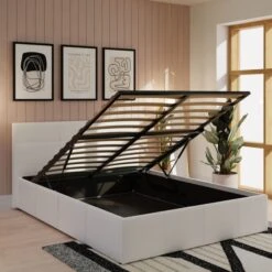 End Lift Ottoman Bed Frame, Faux Leather -Furniture Store 30311242 alt01