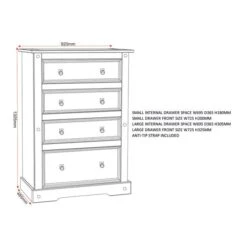 Corona 4 Drawer Chest, Pine -Furniture Store 30359231 alt09