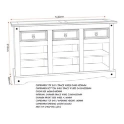 Corona Large Sideboard, Pine -Furniture Store 30498660 alt09