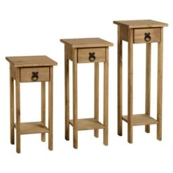 Set Of 3 Corona Pine Plant Stands