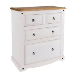 Corona 4 Drawer Chest, White & Pine