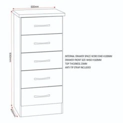 Nevada Slim 5 Drawer Chest -Furniture Store 30607019 alt09