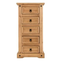 Corona Tall 5 Drawer Chest, Pine -Furniture Store 30617576 alt03