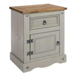 Core Corona 1 Drawer & 1 Door Bedside Table, Grey & Pine
