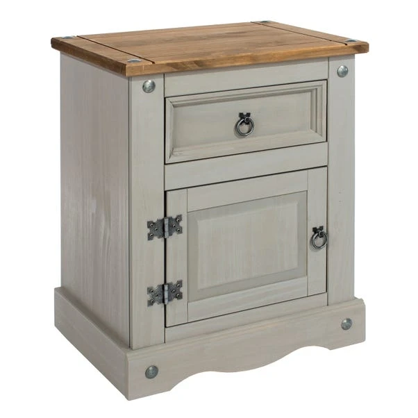 Core Corona 1 Drawer & 1 Door Bedside Table, Grey & Pine 1 Core Corona 1 Drawer & 1 Door Bedside Table, Grey & Pine