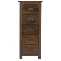 Boston Tall Slim 5 Drawer Chest, Pine