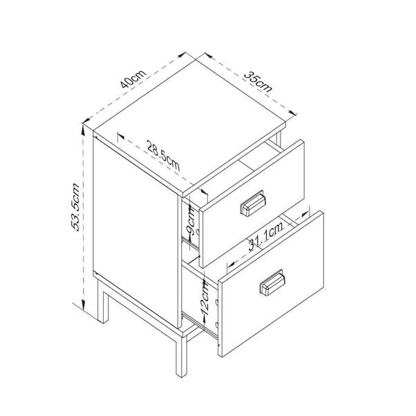 Fulton 2 Drawer Bedside Table 8 Fulton 2 Drawer Bedside Table - Image 8