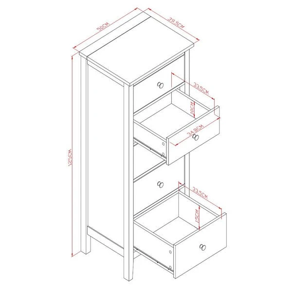 Lynton Tall Small 5 Drawer Chest, White 2 Lynton Tall Small 5 Drawer Chest, White - Image 2