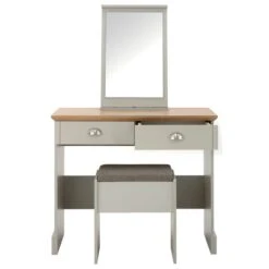 Kendal 2 Drawer Dressing Table Set With Mirror, Grey -Furniture Store 30662664 alt02