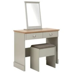 Kendal 2 Drawer Dressing Table Set With Mirror, Grey -Furniture Store 30662664 alt03