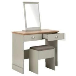 Kendal 2 Drawer Dressing Table Set With Mirror, Grey -Furniture Store 30662664 alt04
