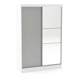 Lynx 132cm Sliding Double Wardrobe, Mirrored -Furniture Store 30693715 alt01