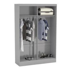 Lynx 132cm Sliding Double Wardrobe, Mirrored -Furniture Store 30693716 alt02