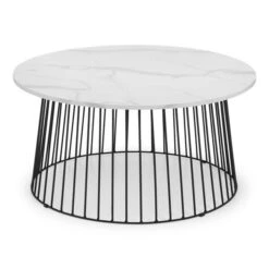 Broadway Round Coffee Table, White Faux Marble
