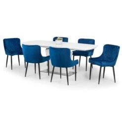 Como 6-8 Seater Rectangular Extendable Dining Table With 6 Luxe Chairs