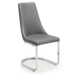 Como Set Of 2 Dining Chairs, Grey Faux Leather -Furniture Store 30708591 alt02