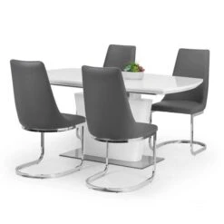 Como Set Of 2 Dining Chairs, Grey Faux Leather -Furniture Store 30708591 alt04