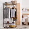 Black Metal Clothes Rail With Shelving