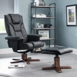 Malmo Faux Leather Swivel Recliner And Stool