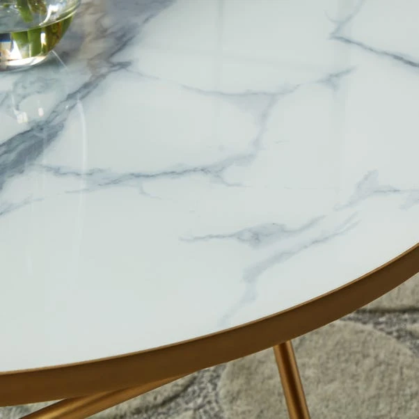 Zoey Effect Coffee Table, White Marble 2 Zoey Effect Coffee Table, White Marble - Image 2