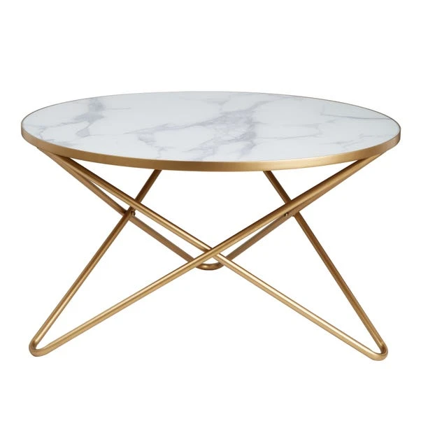 Zoey Effect Coffee Table, White Marble 3 Zoey Effect Coffee Table, White Marble - Image 3