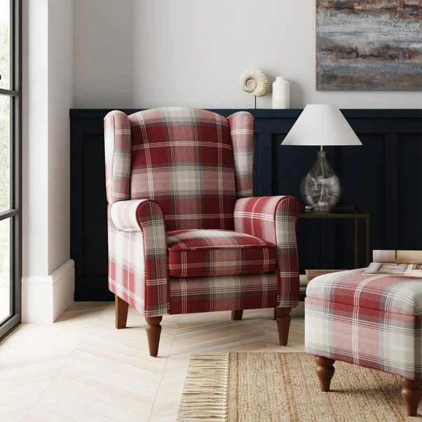 Oswald Check Wingback Armchair 10 Oswald Check Wingback Armchair - Image 10
