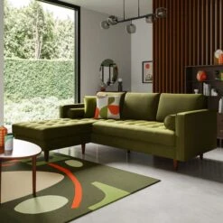 Zoe Velvet Corner Chaise -Furniture Store 30767174