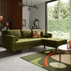 Zoe Velvet Corner Chaise -Furniture Store 30767175