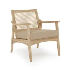 Giselle Rattan Back Wooden Arm Accent Chair -Furniture Store 30767229 alt02