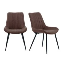Set Of 2 Zion Dining Chairs, Faux Suede -Furniture Store 30769126