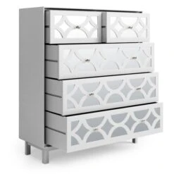 Delphi 5 Drawer Chest, Grey & Mirrored -Furniture Store 30775963 alt04
