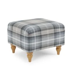 Oswald Check Storage Footstool Tapered Leg -Furniture Store 30779045 alt01