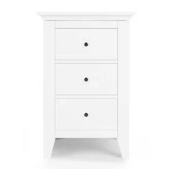 Lynton 3 Drawer Bedside Table, White -Furniture Store 30780208 alt02