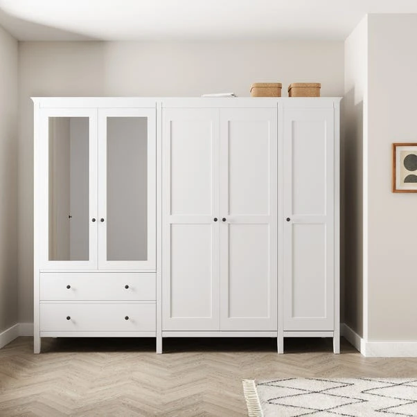 Lynton 5 Door Wardrobe, White 1 Lynton 5 Door Wardrobe, White
