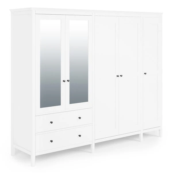Lynton 5 Door Wardrobe, White 2 Lynton 5 Door Wardrobe, White - Image 2