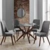 Chelsea 4 Seater Round Glass Top Dining Table With 4 Huxley Chairs