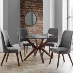 Chelsea 4 Seater Round Glass Top Dining Table With 4 Huxley Chairs